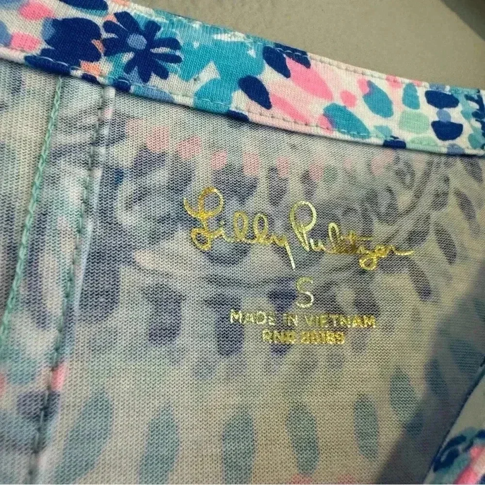 Lilly Pulitzer Shift Dress Short Sleeve V Neck Comfy Colorful Beach S - Picture 3 of 5